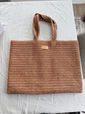 Burberry Raffia Tote Bag | Brown Woven Summer Beach Shopper | Authentic